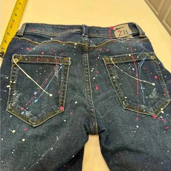 Zara paint splatter dark wash skinny jeans. Girls size 24 perfect condition. - Picture 12 of 13